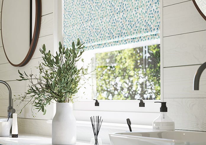 Fitzrovia Print, Horizon Blue - Motorised Roman Blind - Image 5